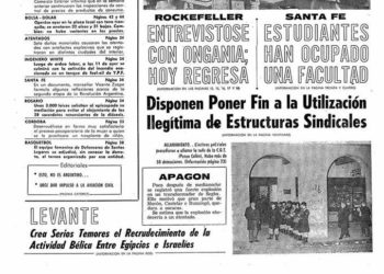Recorte de la portada del diario Clarín del 1º de julio de 1969