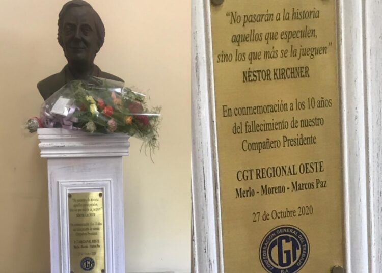Homenaje a Néstor Kirchner en CGT. “Con las tripas y el corazón”